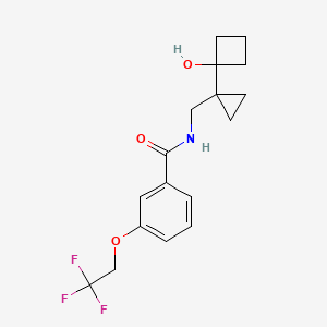 molecular formula C17H20F3NO3 B7294477 N-[[1-(1-hydroxycyclobutyl)cyclopropyl]methyl]-3-(2,2,2-trifluoroethoxy)benzamide 
