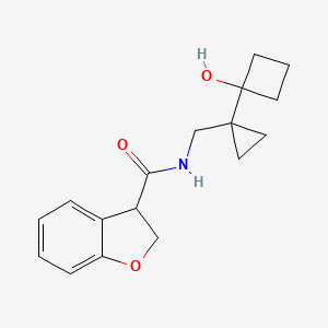 molecular formula C17H21NO3 B7294483 N-[[1-(1-hydroxycyclobutyl)cyclopropyl]methyl]-2,3-dihydro-1-benzofuran-3-carboxamide 