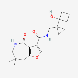 molecular formula C19H26N2O4 B7294558 N-[[1-(1-hydroxycyclobutyl)cyclopropyl]methyl]-7,7-dimethyl-4-oxo-6,8-dihydro-5H-furo[3,2-c]azepine-3-carboxamide 