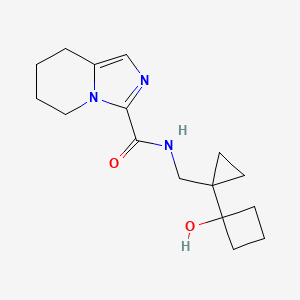 molecular formula C16H23N3O2 B7294568 N-[[1-(1-hydroxycyclobutyl)cyclopropyl]methyl]-5,6,7,8-tetrahydroimidazo[1,5-a]pyridine-3-carboxamide 