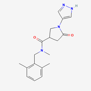 molecular formula C18H22N4O2 B7294924 N-[(2,6-dimethylphenyl)methyl]-N-methyl-5-oxo-1-(1H-pyrazol-4-yl)pyrrolidine-3-carboxamide 