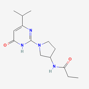 molecular formula C14H22N4O2 B7295263 N-[1-(6-oxo-4-propan-2-yl-1H-pyrimidin-2-yl)pyrrolidin-3-yl]propanamide 