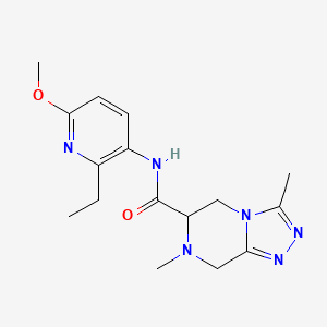 molecular formula C16H22N6O2 B7295276 N-(2-ethyl-6-methoxypyridin-3-yl)-3,7-dimethyl-6,8-dihydro-5H-[1,2,4]triazolo[4,3-a]pyrazine-6-carboxamide 