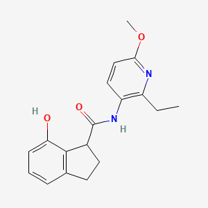 molecular formula C18H20N2O3 B7295284 N-(2-ethyl-6-methoxypyridin-3-yl)-7-hydroxy-2,3-dihydro-1H-indene-1-carboxamide 