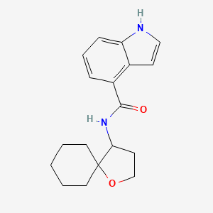 molecular formula C18H22N2O2 B7295328 N-(1-oxaspiro[4.5]decan-4-yl)-1H-indole-4-carboxamide 