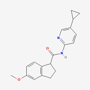 molecular formula C19H20N2O2 B7295340 N-(5-cyclopropylpyridin-2-yl)-5-methoxy-2,3-dihydro-1H-indene-1-carboxamide 