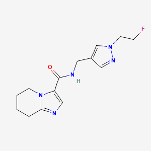 molecular formula C14H18FN5O B7295350 N-[[1-(2-fluoroethyl)pyrazol-4-yl]methyl]-5,6,7,8-tetrahydroimidazo[1,2-a]pyridine-3-carboxamide 