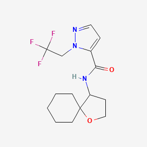 molecular formula C15H20F3N3O2 B7295370 N-(1-oxaspiro[4.5]decan-4-yl)-2-(2,2,2-trifluoroethyl)pyrazole-3-carboxamide 