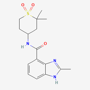 molecular formula C16H21N3O3S B7295394 N-(2,2-dimethyl-1,1-dioxothian-4-yl)-2-methyl-1H-benzimidazole-4-carboxamide 