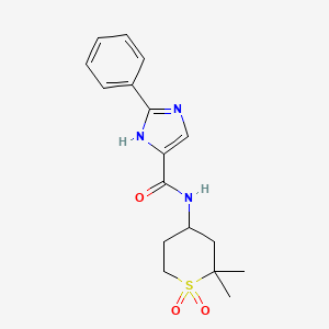 molecular formula C17H21N3O3S B7295402 N-(2,2-dimethyl-1,1-dioxothian-4-yl)-2-phenyl-1H-imidazole-5-carboxamide 