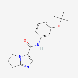 molecular formula C17H21N3O2 B7295503 N-[3-[(2-methylpropan-2-yl)oxy]phenyl]-6,7-dihydro-5H-pyrrolo[1,2-a]imidazole-3-carboxamide 