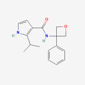 molecular formula C17H20N2O2 B7295548 N-(3-phenyloxetan-3-yl)-2-propan-2-yl-1H-pyrrole-3-carboxamide 