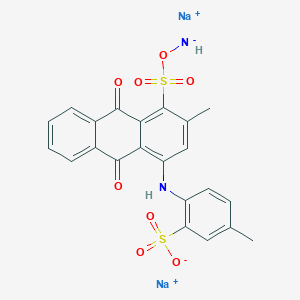 molecular formula C22H16N2Na2O8S2 B072956 Anthracenesulfonic acid, 1-amino-9,10-dihydro-2-methyl-4-[(4-methyl-2-sulfophenyl)amino]-9,10-dioxo-, sodium salt (1:2) CAS No. 1324-06-7