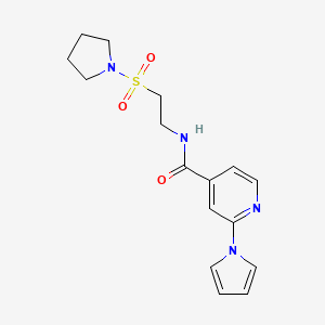 molecular formula C16H20N4O3S B7295790 N-(2-pyrrolidin-1-ylsulfonylethyl)-2-pyrrol-1-ylpyridine-4-carboxamide 