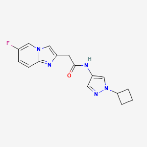 molecular formula C16H16FN5O B7295886 N-(1-cyclobutylpyrazol-4-yl)-2-(6-fluoroimidazo[1,2-a]pyridin-2-yl)acetamide 
