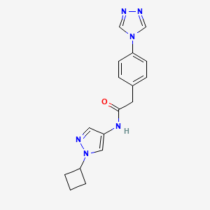 molecular formula C17H18N6O B7295896 N-(1-cyclobutylpyrazol-4-yl)-2-[4-(1,2,4-triazol-4-yl)phenyl]acetamide 