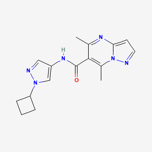 molecular formula C16H18N6O B7295902 N-(1-cyclobutylpyrazol-4-yl)-5,7-dimethylpyrazolo[1,5-a]pyrimidine-6-carboxamide 