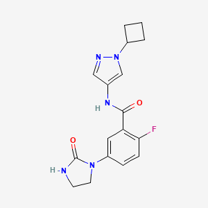 molecular formula C17H18FN5O2 B7295923 N-(1-cyclobutylpyrazol-4-yl)-2-fluoro-5-(2-oxoimidazolidin-1-yl)benzamide 