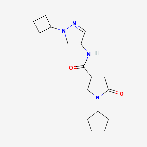 molecular formula C17H24N4O2 B7295928 N-(1-cyclobutylpyrazol-4-yl)-1-cyclopentyl-5-oxopyrrolidine-3-carboxamide 