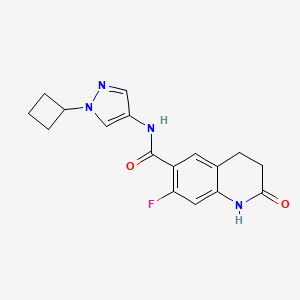 molecular formula C17H17FN4O2 B7295929 N-(1-cyclobutylpyrazol-4-yl)-7-fluoro-2-oxo-3,4-dihydro-1H-quinoline-6-carboxamide 