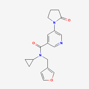 molecular formula C18H19N3O3 B7295943 N-cyclopropyl-N-(furan-3-ylmethyl)-5-(2-oxopyrrolidin-1-yl)pyridine-3-carboxamide 