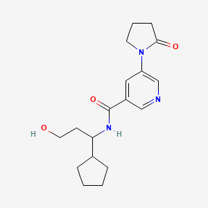 molecular formula C18H25N3O3 B7295991 N-(1-cyclopentyl-3-hydroxypropyl)-5-(2-oxopyrrolidin-1-yl)pyridine-3-carboxamide 