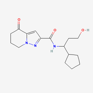 molecular formula C16H23N3O3 B7295994 N-(1-cyclopentyl-3-hydroxypropyl)-4-oxo-6,7-dihydro-5H-pyrazolo[1,5-a]pyridine-2-carboxamide 