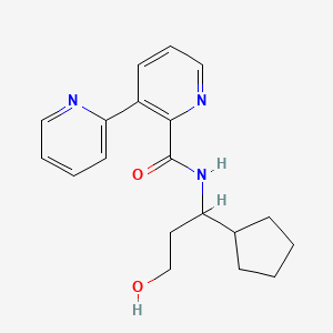 molecular formula C19H23N3O2 B7295995 N-(1-cyclopentyl-3-hydroxypropyl)-3-pyridin-2-ylpyridine-2-carboxamide 