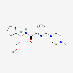 molecular formula C19H30N4O2 B7296002 N-(1-cyclopentyl-3-hydroxypropyl)-6-(4-methylpiperazin-1-yl)pyridine-2-carboxamide 