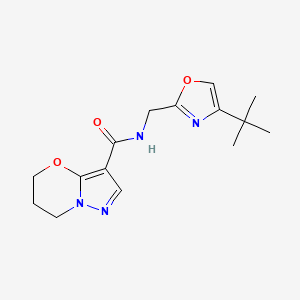 molecular formula C15H20N4O3 B7296278 N-[(4-tert-butyl-1,3-oxazol-2-yl)methyl]-6,7-dihydro-5H-pyrazolo[5,1-b][1,3]oxazine-3-carboxamide 