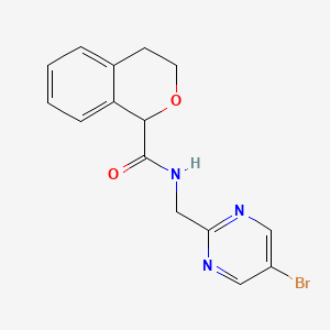 molecular formula C15H14BrN3O2 B7296338 N-[(5-bromopyrimidin-2-yl)methyl]-3,4-dihydro-1H-isochromene-1-carboxamide 