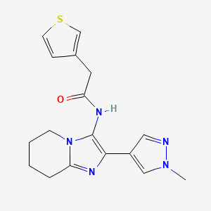 molecular formula C17H19N5OS B7296415 N-[2-(1-methylpyrazol-4-yl)-5,6,7,8-tetrahydroimidazo[1,2-a]pyridin-3-yl]-2-thiophen-3-ylacetamide 