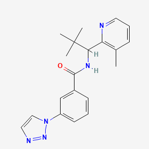 molecular formula C20H23N5O B7296445 N-[2,2-dimethyl-1-(3-methylpyridin-2-yl)propyl]-3-(triazol-1-yl)benzamide 