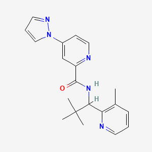 molecular formula C20H23N5O B7296453 N-[2,2-dimethyl-1-(3-methylpyridin-2-yl)propyl]-4-pyrazol-1-ylpyridine-2-carboxamide 