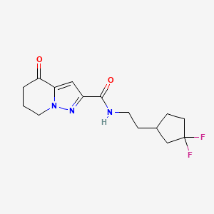 molecular formula C15H19F2N3O2 B7296471 N-[2-(3,3-difluorocyclopentyl)ethyl]-4-oxo-6,7-dihydro-5H-pyrazolo[1,5-a]pyridine-2-carboxamide 