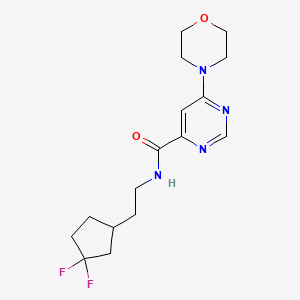 molecular formula C16H22F2N4O2 B7296478 N-[2-(3,3-difluorocyclopentyl)ethyl]-6-morpholin-4-ylpyrimidine-4-carboxamide 