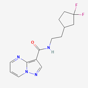 molecular formula C14H16F2N4O B7296487 N-[2-(3,3-difluorocyclopentyl)ethyl]pyrazolo[1,5-a]pyrimidine-3-carboxamide 