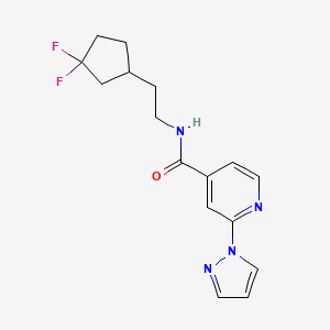 molecular formula C16H18F2N4O B7296511 N-[2-(3,3-difluorocyclopentyl)ethyl]-2-pyrazol-1-ylpyridine-4-carboxamide 