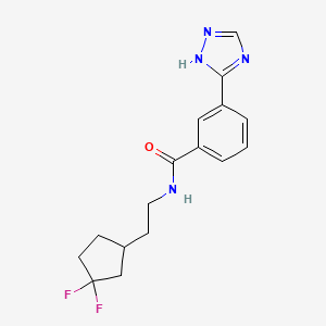 molecular formula C16H18F2N4O B7296516 N-[2-(3,3-difluorocyclopentyl)ethyl]-3-(1H-1,2,4-triazol-5-yl)benzamide 
