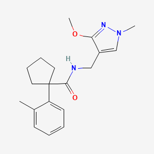 molecular formula C19H25N3O2 B7296535 N-[(3-methoxy-1-methylpyrazol-4-yl)methyl]-1-(2-methylphenyl)cyclopentane-1-carboxamide 