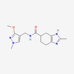 molecular formula C15H21N5O2 B7296550 N-[(3-methoxy-1-methylpyrazol-4-yl)methyl]-2-methyl-4,5,6,7-tetrahydro-3H-benzimidazole-5-carboxamide 
