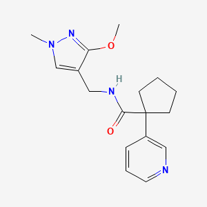 molecular formula C17H22N4O2 B7296555 N-[(3-methoxy-1-methylpyrazol-4-yl)methyl]-1-pyridin-3-ylcyclopentane-1-carboxamide 