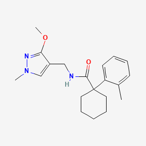 molecular formula C20H27N3O2 B7296573 N-[(3-methoxy-1-methylpyrazol-4-yl)methyl]-1-(2-methylphenyl)cyclohexane-1-carboxamide 