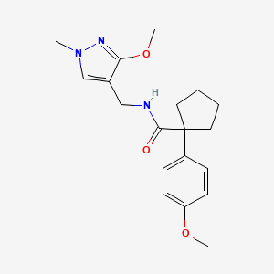molecular formula C19H25N3O3 B7296587 N-[(3-methoxy-1-methylpyrazol-4-yl)methyl]-1-(4-methoxyphenyl)cyclopentane-1-carboxamide 