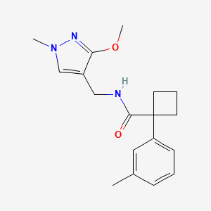 molecular formula C18H23N3O2 B7296603 N-[(3-methoxy-1-methylpyrazol-4-yl)methyl]-1-(3-methylphenyl)cyclobutane-1-carboxamide 