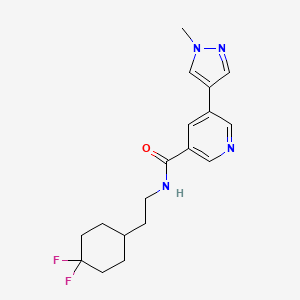 molecular formula C18H22F2N4O B7296650 N-[2-(4,4-difluorocyclohexyl)ethyl]-5-(1-methylpyrazol-4-yl)pyridine-3-carboxamide 