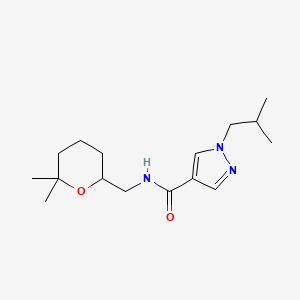 molecular formula C16H27N3O2 B7296789 N-[(6,6-dimethyloxan-2-yl)methyl]-1-(2-methylpropyl)pyrazole-4-carboxamide 