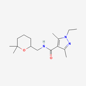 molecular formula C16H27N3O2 B7296821 N-[(6,6-dimethyloxan-2-yl)methyl]-1-ethyl-3,5-dimethylpyrazole-4-carboxamide 