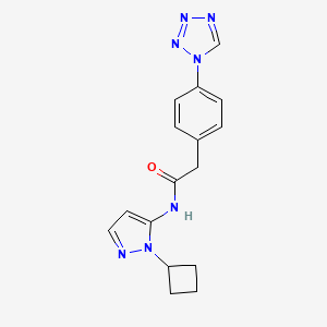 molecular formula C16H17N7O B7297011 N-(2-cyclobutylpyrazol-3-yl)-2-[4-(tetrazol-1-yl)phenyl]acetamide 