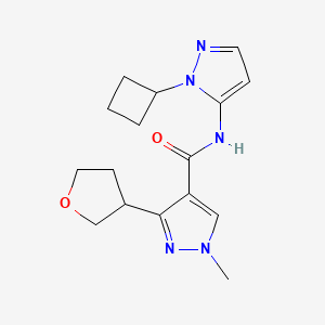 molecular formula C16H21N5O2 B7297035 N-(2-cyclobutylpyrazol-3-yl)-1-methyl-3-(oxolan-3-yl)pyrazole-4-carboxamide 
